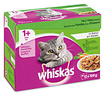 Whiskas kattenvoer Adult Vlees en Vis in Gelei 12 x 100 gr