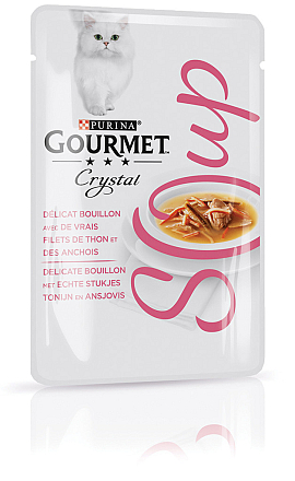Gourmet kattenvoer Crystal Soup tonijn en ansjovis 40 gr