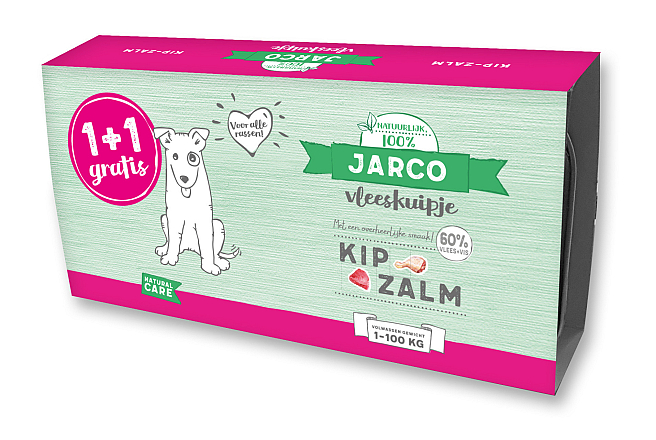 Jarco hondenvoer Vleeskuipjes Kip/Zalm <br>2 x 150 gr