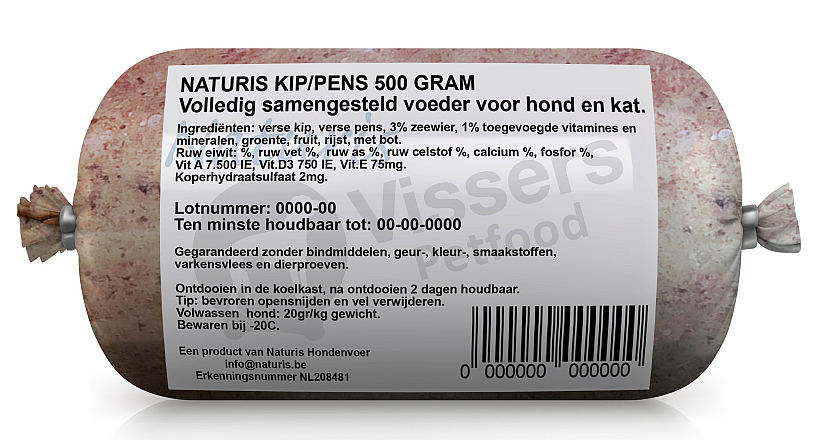 Naturis Vers Vlees voeding Kip/Pens <br>500 gr
