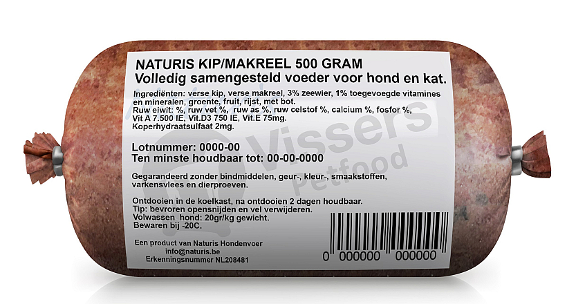 Naturis Vers Vlees voeding Kip/Makreel 500 gr